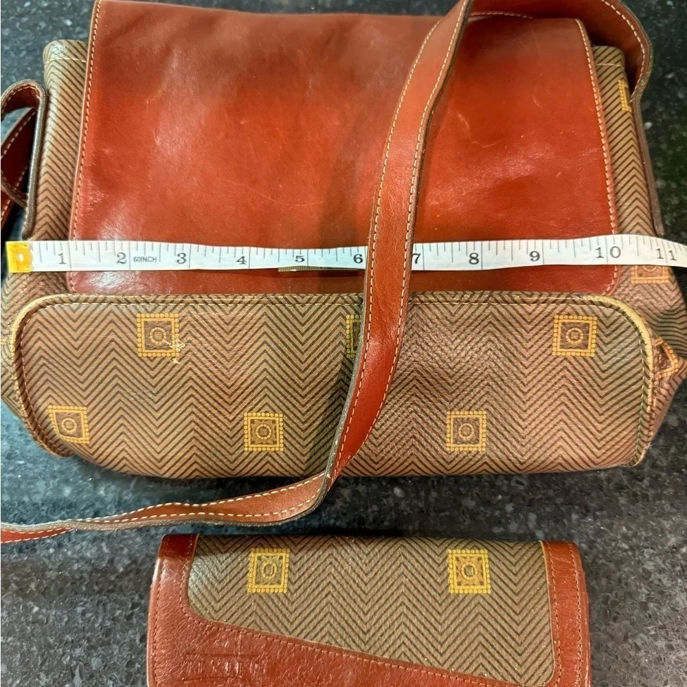 Vintage TEXIER Leather & Canvas Messenger Doctor Purse Bag & Wallet Set France - Picture 12 of 16